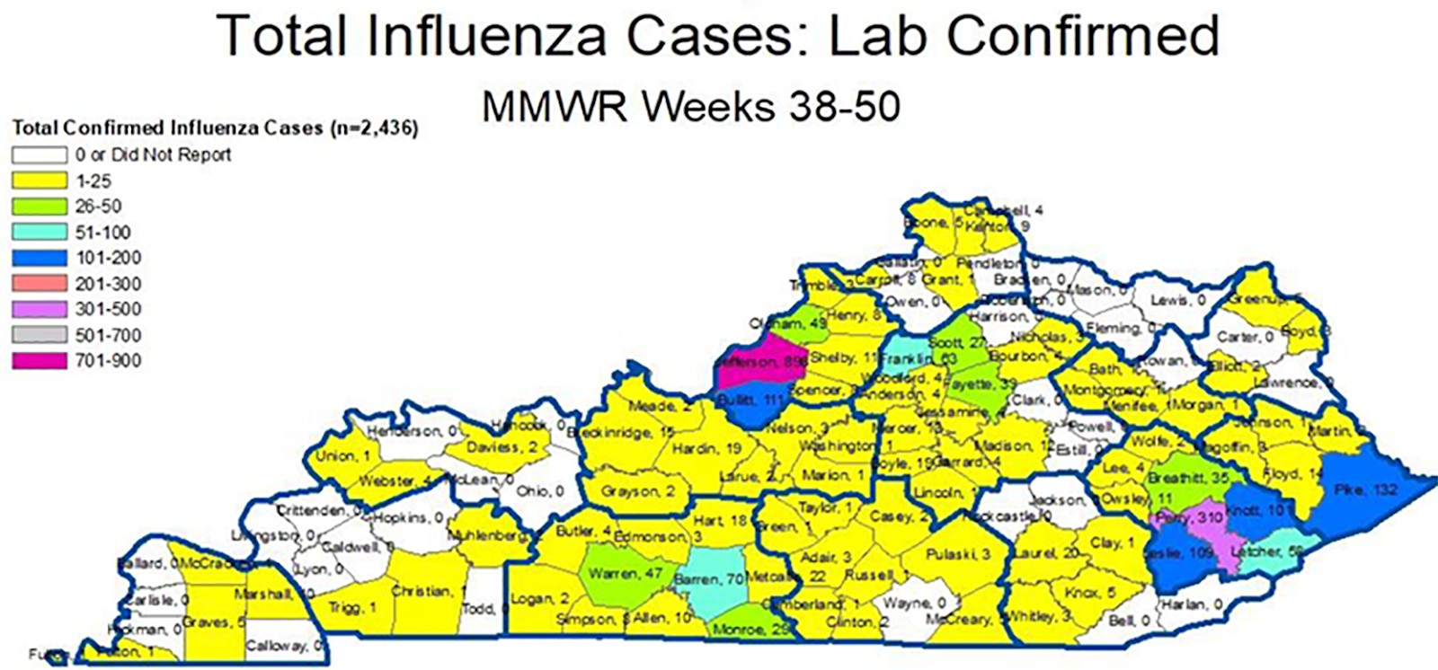 Kentucky flu map